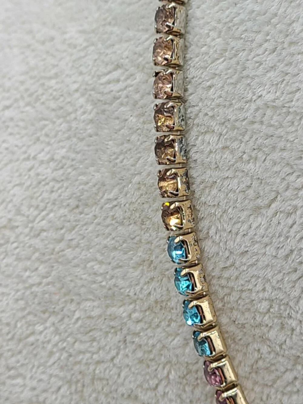 J Crew Girls Rainbow Crystal Tennis Necklace